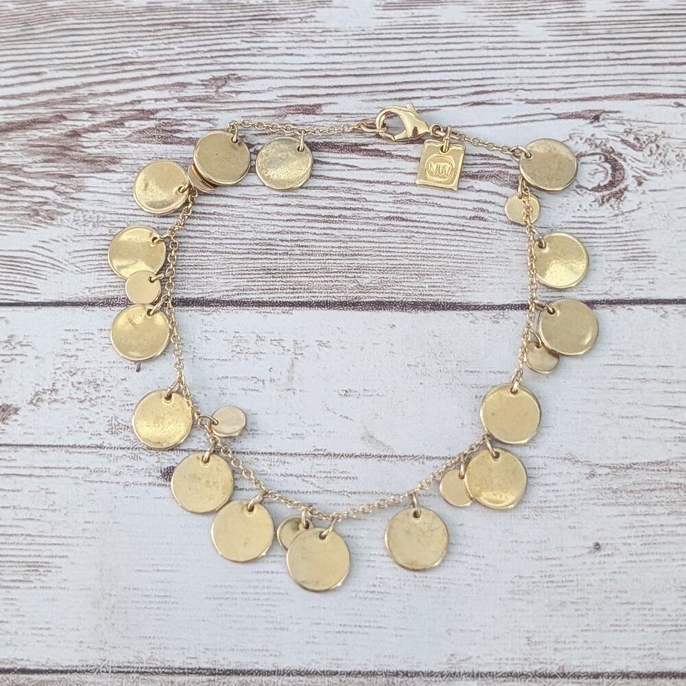 Nine West Bracelet Gold Tone Circle Design Charm Dangle - Fair Condition